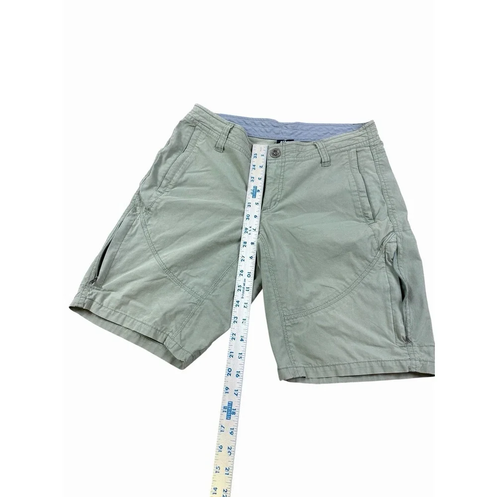 Kuhl Cargo Shorts Womens Size 4 Green Hiking Camping Zipper Pockets